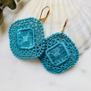 Boucles d'oreilles carrées - bleu d'eau